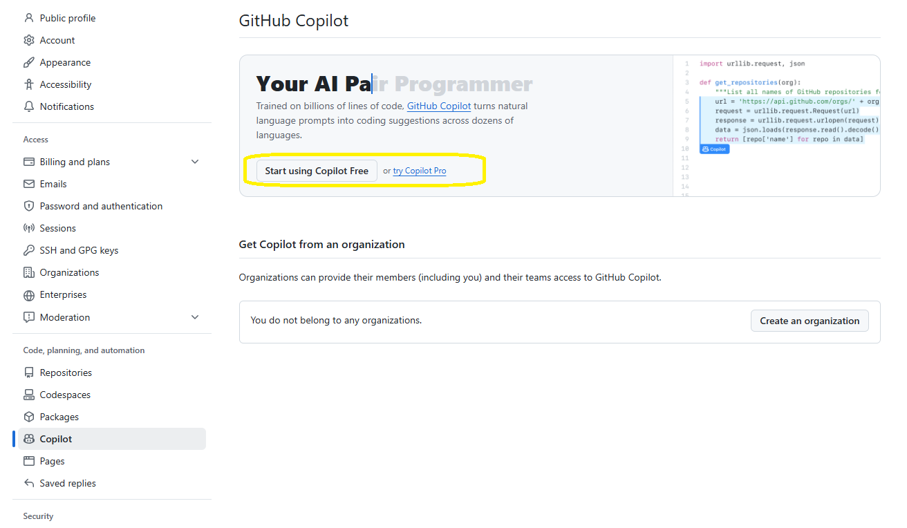 GitHub Copilot Free